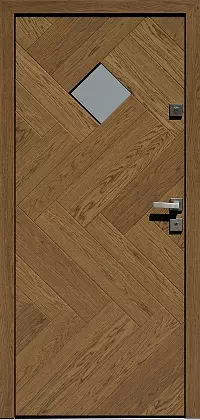 Drzwi dębowe zewnętrzne wejściowe do domu model 543,8 w kolorze winchester.
