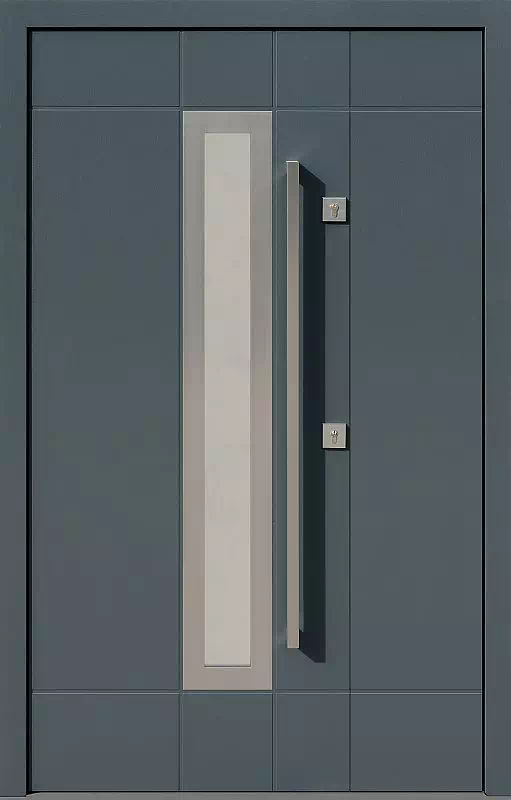Drzwi dwuskrzydłowe z aplikacjami INOX 955,1-955,11 antracyt