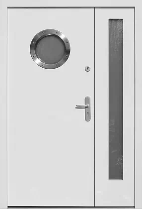 Drzwi dwuskrzydłowe zewnętrzne inox wzór 932,1 w kolorze białe.