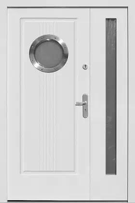 Drzwi dwuskrzydłowe zewnętrzne inox wzór 932,2 w kolorze białe.