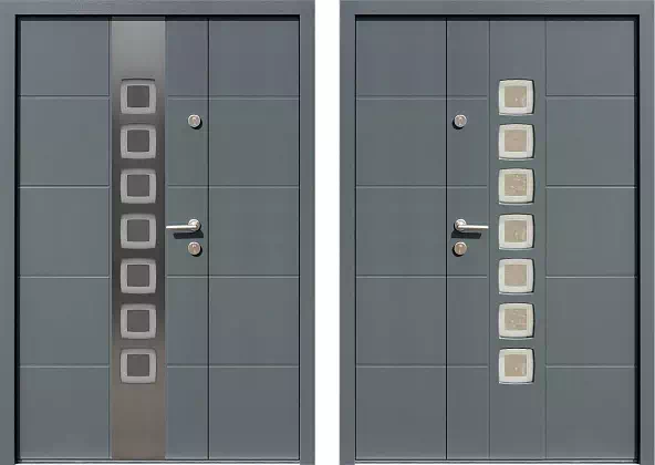Drzwi dwuskrzydłowe zewnętrzne inox wzór 946,1-946,11+ds1 w kolorze antracytowe.
