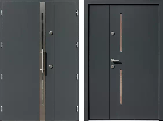 Drzwi dwuskrzydłowe zewnętrzne inox wzór 948,1-948,11 w kolorze antracyt.
