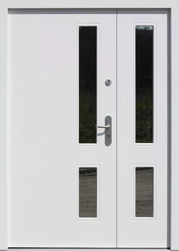 Drzwi wejściowe dwuskrzydłowe nowoczesne 929,1 białe
