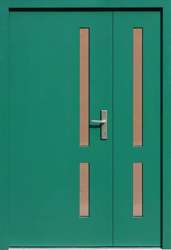 Drzwi wejściowe dwuskrzydłowe nowoczesne 929,2 turkusowe