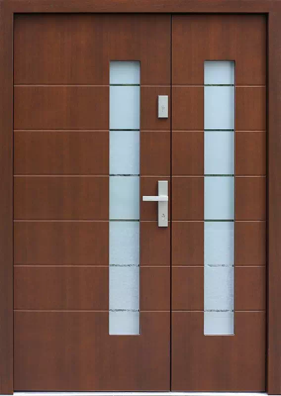 Drzwi wejściowe dwuskrzydłowe nowoczesne 941,3+ds11 orzech