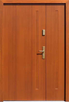Drzwi dwuskrzydłowe zewnętrzne nowoczesne wzór 925,2 w kolorze dąb ciemny.