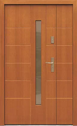 Drzwi dwuskrzydłowe zewnętrzne nowoczesne wzór 939,12 w kolorze złoty dąb.