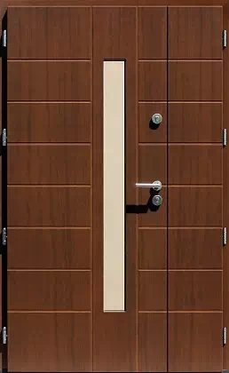 Drzwi dwuskrzydłowe zewnętrzne nowoczesne wzór 939,13 w kolorze orzech.
