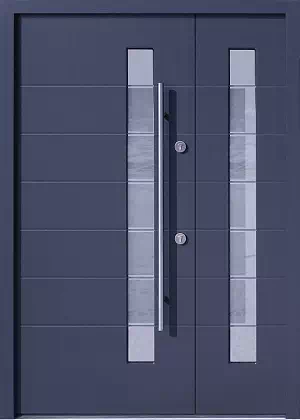 Drzwi dwuskrzydłowe zewnętrzne nowoczesne wzór 941,1+ds1 w kolorze antracyt.