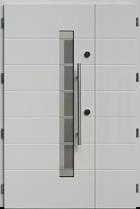 Drzwi dwuskrzydłowe zewnętrzne nowoczesne wzór 941,2+ds1 w kolorze białe.