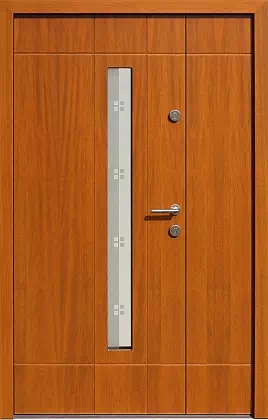 Drzwi dwuskrzydłowe zewnętrzne nowoczesne wzór 944,11+ds1 w kolorze złoty dąb.