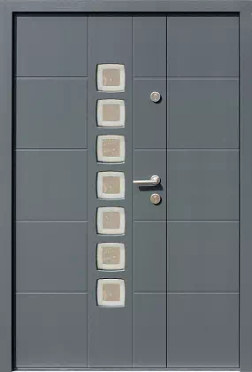 Drzwi dwuskrzydłowe zewnętrzne nowoczesne wzór 946,11+ds1 w kolorze szare.