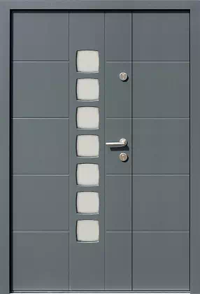 Drzwi dwuskrzydłowe zewnętrzne nowoczesne wzór 946,11 w kolorze szare.