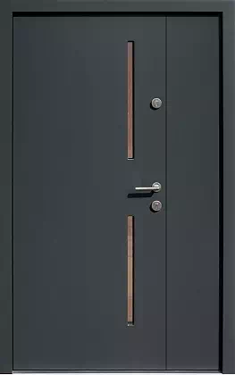 Drzwi dwuskrzydłowe zewnętrzne nowoczesne wzór wzór 948,11 w kolorze antracyt.