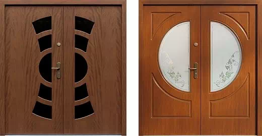Przykłady drzwi dwuskrzydłowych symetrycznych z otwieranymi dostawkami bocznymi