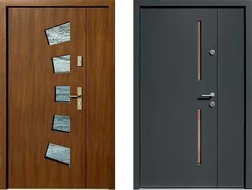 Przykłady drzwi dwuskrzydłowych z otwieraną, gładką dostawką boczną