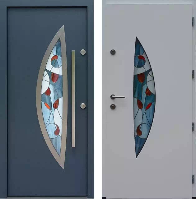 Drzwi wejściowe inox 412,1-412,11+ds58 antracyt + białe