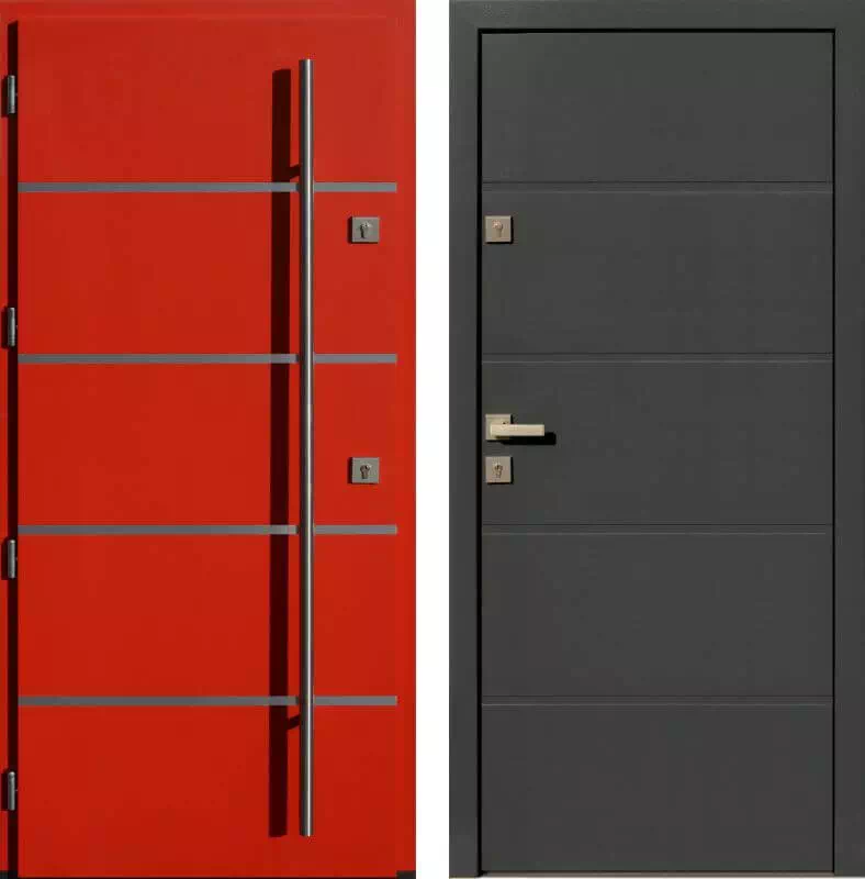 Drzwi wejściowe inox 423,1-423,11 czerwone + antracyt