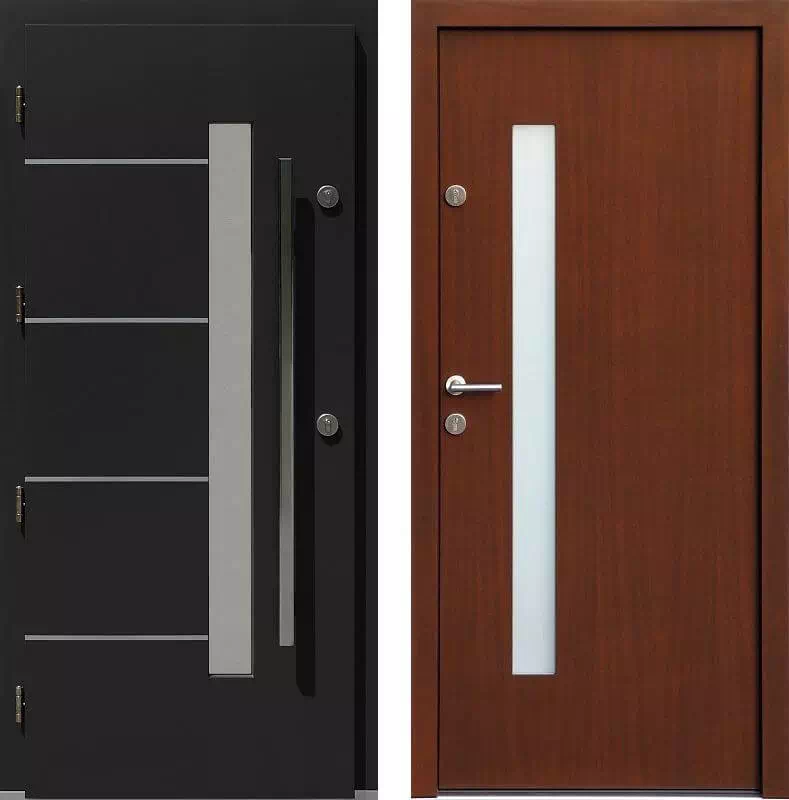 Drzwi wejściowe inox 427,3-427,11 czarne + orzech