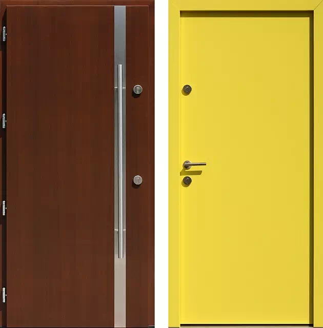 Drzwi wejściowe inox 430,7-500C orzech + żółte