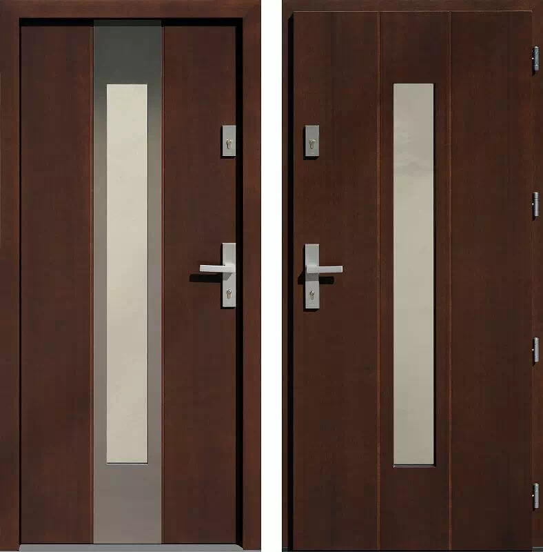 Drzwi wejściowe inox 454,5B-454,15B orzech