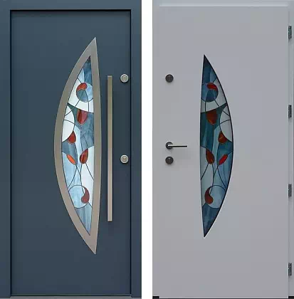 Drzwi wejściowe inox 412,1-412,11+ds58 w kolorze antracyt + białe.