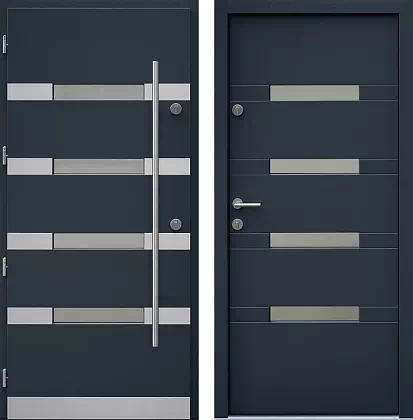 Drzwi wejściowe inox wzór 422,3-422,13 w kolorze antracyt.