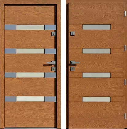 Drzwi wejściowe inox 422,3B-422,13B w kolorze winchester.