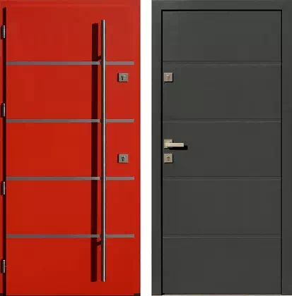 Drzwi wejściowe inox wzór 423,1-423,11 w kolorze czerwone + antracyt.