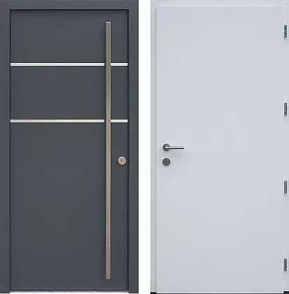 Drzwi wejściowe inox wzór 423,2-500C w kolorze antracytowe + białe.