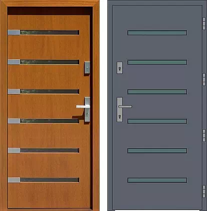 Drzwi wejściowe inox wzór 425,2-425,12 w kolorze zloty dab.