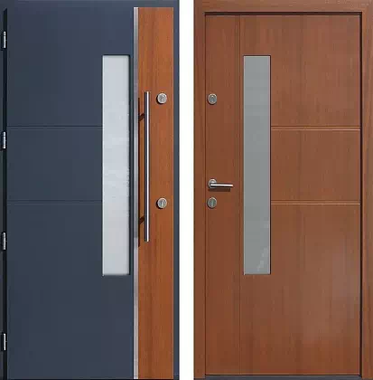 Drzwi wejściowe inox wzór 429,1-429,11 w kolorze antracyt + tiama.