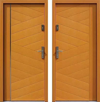 Drzwi wejściowe inox wzór 430,1-430,11 w kolorze jasny dąb.