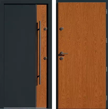 Drzwi wejściowe inox wzór 430,5-500C w kolorze winchester + antracyt.