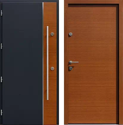 Drzwi wejściowe inox wzór 430,5B-500B w kolorze antracytowe + ciemny dąb.