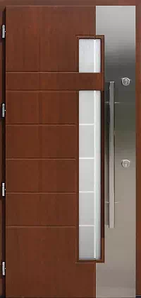 Drzwi wejściowe inox wzór 437,1-437,11+ds4 w kolorze teak.