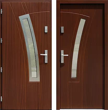 Drzwi wejściowe inox wzór 438,1-438,11 w kolorze orzech.