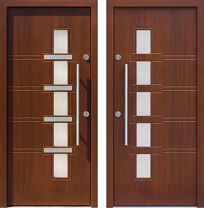Drzwi wejściowe inox 442,1-442,11 w kolorze orzech.