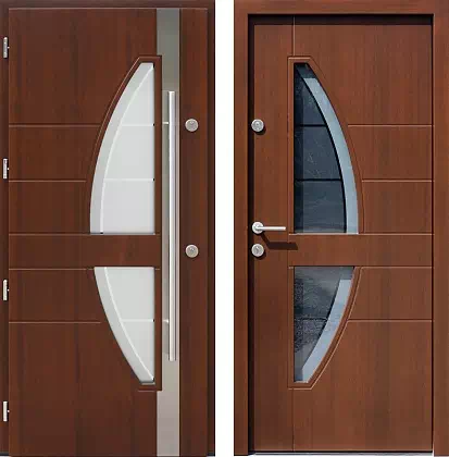 Drzwi wejściowe inox 445,1-445,11+ds1 w kolorze orzech.