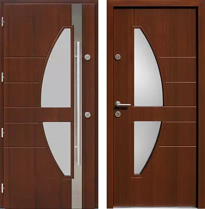 Drzwi wejściowe inox wzór 445,1-445,11 w kolorze orzech.