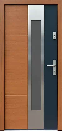 Drzwi wejściowe inox wzór 449,2-449,12 w kolorze winchester + RAL 7016.