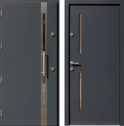 Drzwi wejściowe inox wzór 453,1-453,11 w kolorze antracyt.