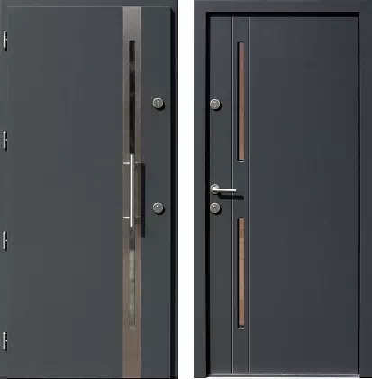 Drzwi wejściowe inox wzór 453,1-453,21 w kolorze antracyt.