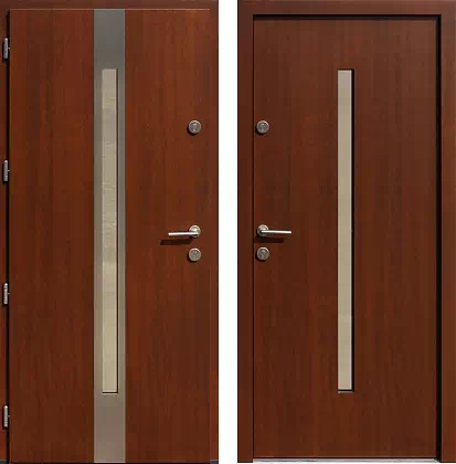 Drzwi wejściowe inox 454,1-454,11 w kolorze orzech.