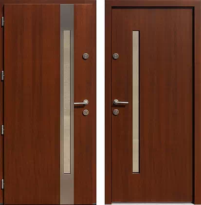 Drzwi wejściowe inox wzór 454,2-454,12 w kolorze orzech.