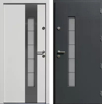 Drzwi wejściowe inox wzór 454,3-454,13+ds12 w kolorze biale + antracyt.