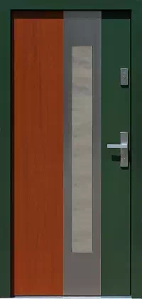 Drzwi wejściowe inox 454,3-454,13 zielone+teak