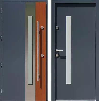 Drzwi wejściowe inox 454,4-454,14 antracyt teak