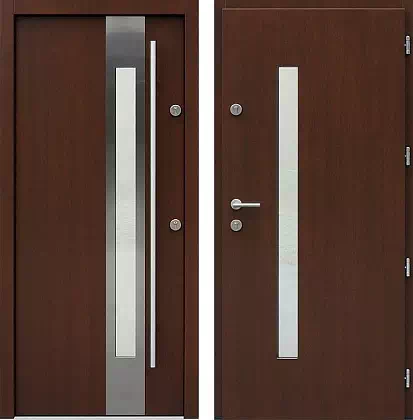Drzwi wejściowe inox wzór 454,4-454,14 w kolorze orzech.