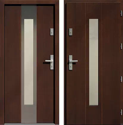 Drzwi wejściowe inox 454,5B-454,15B w kolorze orzech.